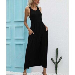 Black Racerback Pocket Maxi Dress